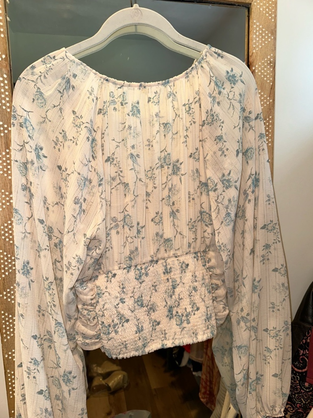 Free People Floral Top w/ Ruched Front - Picture 3 of 6